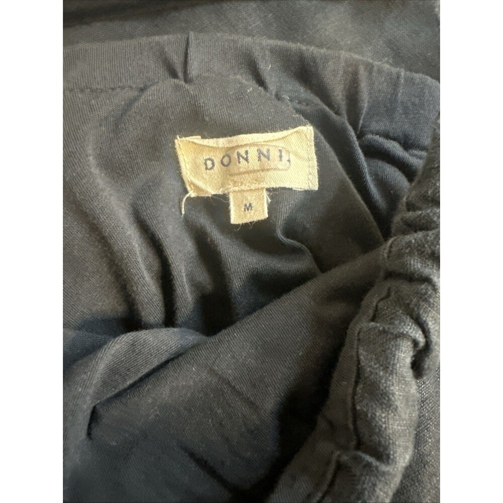 DONNI. Jet Black 100% Linen Spaghetti Dress M Medium - Picture 4 of 4